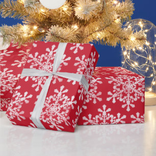 Künstlerische Schneeflocke Farbe editierbar Rot We Geschenkpapier