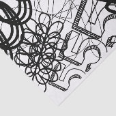 Künstlerische Schwarz-weiße Große Loop-Muster Text Seidenpapier (Ausschnitt)