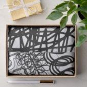 Künstlerische Schwarz-weiße Große Loop-Muster Text Seidenpapier (Geschenk)