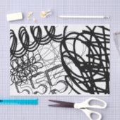 Künstlerische Schwarz-weiße Große Loop-Muster Text Seidenpapier (Handwerk)