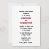 Künstlerische Schwarz-weiße Red Las Vegas Hochzeit Einladung (Rückseite)