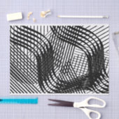 Künstlerische Schwarz-weiße Wavy Line Muster Textu Seidenpapier (Handwerk)