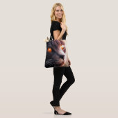 Künstlerische Schwarze Katze Tasche (Am Model)