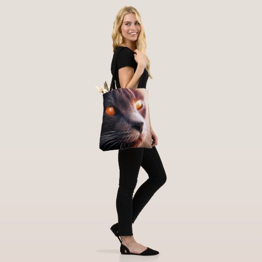 Künstlerische Schwarze Katze Tasche (Am Model)