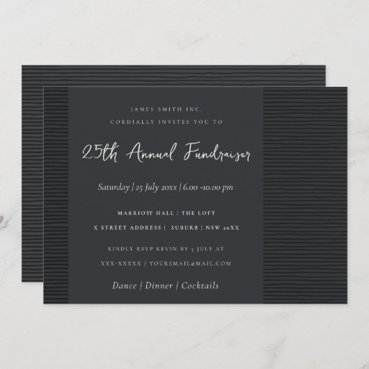 KÜNSTLERISCHE SCHWARZE SKETCH STRIPED LINE CORPORA EINLADUNG (Vorne/Hinten)