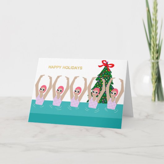 Künstlerische Schwimmer Illustration Weihnachtsfei Karte (Vorderseite)