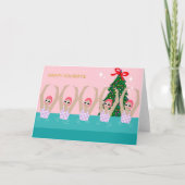 Künstlerische Schwimmer Illustration Weihnachtsfei Karte (Vorderseite)