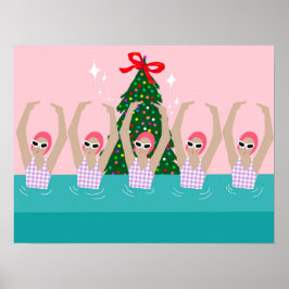 Künstlerische Schwimmer Illustration Weihnachtsfei Poster