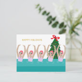 Künstlerische Schwimmer Illustration Weihnachtsfei Postkarte (Stehend Vorderseite)