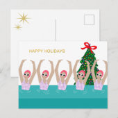 Künstlerische Schwimmer Illustration Weihnachtsfei Postkarte (Vorne/Hinten)