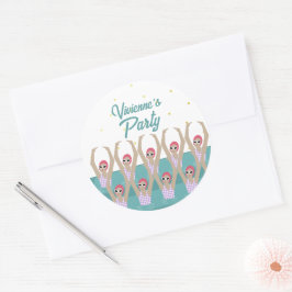 Künstlerische Schwimmer Synchro Baden Geburtstagsp Runder Aufkleber