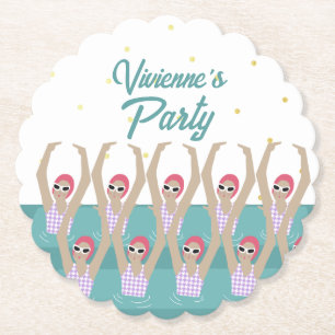 Künstlerische Schwimmer Synchro Baden Geburtstagsp Untersetzer