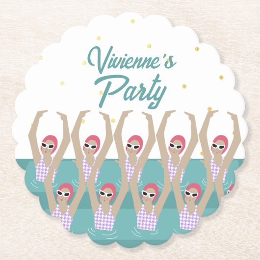 Künstlerische Schwimmer Synchro Baden Geburtstagsp Untersetzer (Vorderseite)