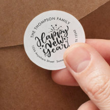 Künstlerische Script-Rückgabeadresse für Happy New