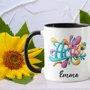 Künstlerische Script Typografie, farbenfroh, moder Tasse