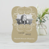 Künstlerische Scrolls Frame Foto Chic Graduation P Einladung (Stehend Vorderseite)