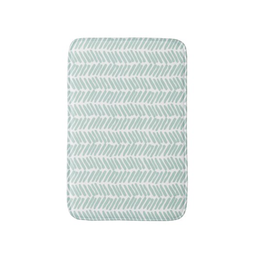 Künstlerische Seaglass Ocean Green Zigzag Streifen Badematte (Vorderseite Vertikal)