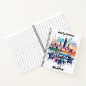 Künstlerische Sicht auf die Skyline von Illinois Notizblock (Innenseite)