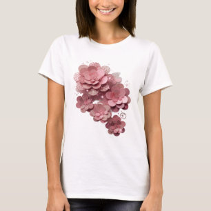 Künstlerische Silberne PINK GLITTER BLUMEN T-Shirt