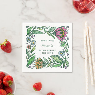 Künstlerische skandinavische Volksblumen-Brautpart Serviette