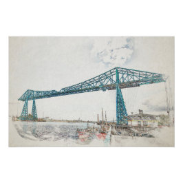 Künstlerische Skizze der Middlesbrough Transporter Poster