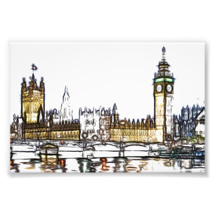 Künstlerische Skizze des Palace of Westminster Fotodruck