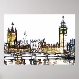 Künstlerische Skizze des Palace of Westminster Poster