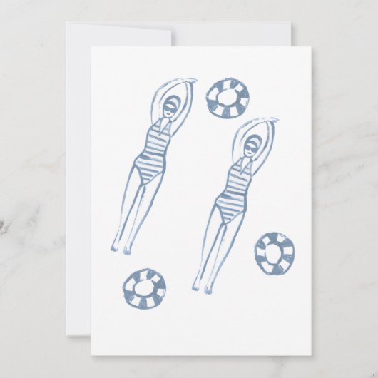 Künstlerische Snychro Schwimmer Blaue Illustration Einladung (Vorderseite)