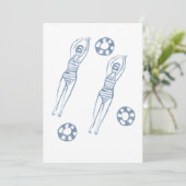 Künstlerische Snychro Schwimmer Blaue Illustration Einladung (Stehend Vorderseite)