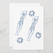 Künstlerische Snychro Schwimmer Blaue Illustration Einladung (Vorne/Hinten)