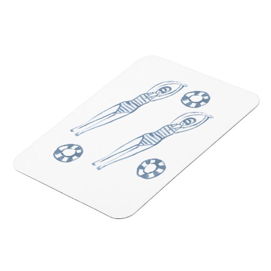 Künstlerische Snychro Schwimmer Blaue Illustration Magnet (Linke Seite)