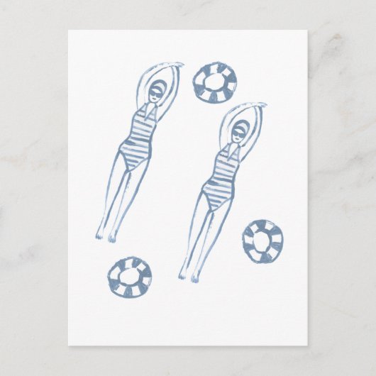 Künstlerische Snychro Schwimmer Blaue Illustration Postkarte (Vorderseite)