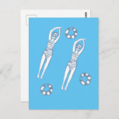 Künstlerische Snychro Schwimmer Blaue Illustration Postkarte (Vorne/Hinten)