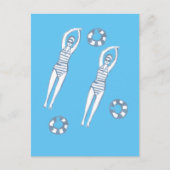 Künstlerische Snychro Schwimmer Blaue Illustration Postkarte (Vorderseite)
