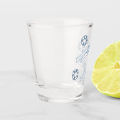 Künstlerische Snychro Schwimmer Blaue Illustration Schnapsglas (Links)