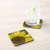 Künstlerische Sonnenblume Große gelbe Blume Getränkeuntersetzer (Rechte Seite)