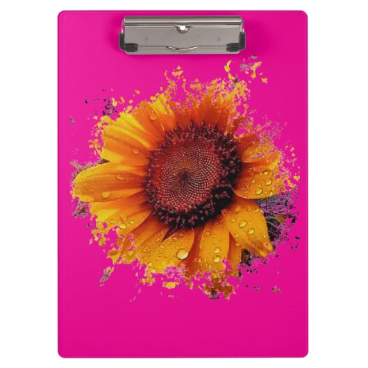 Künstlerische Sonnenblume Klemmbrett (Vorderseite)