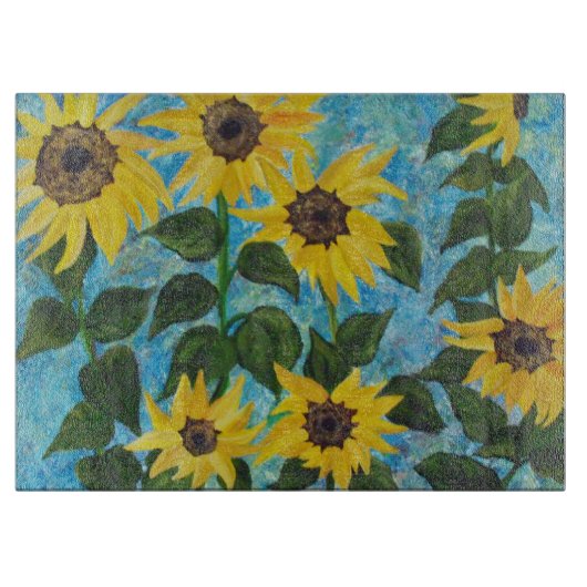 Künstlerische Sonnenblumen Schneidebrett (Vorderseite)