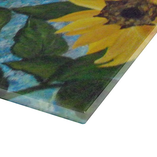 Künstlerische Sonnenblumen Schneidebrett (Ecke)