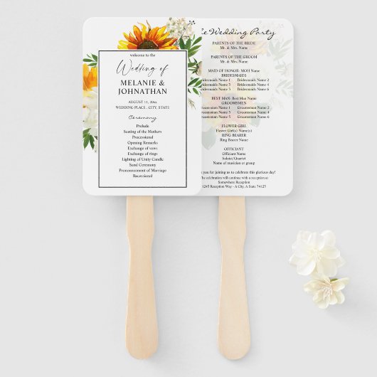 Künstlerische Sonnenblumenfeier Programm 2 Fächer (Vorne und Hinten)