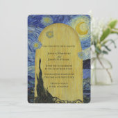 Künstlerische Starry Night Wedding Einladung (Stehend Vorderseite)