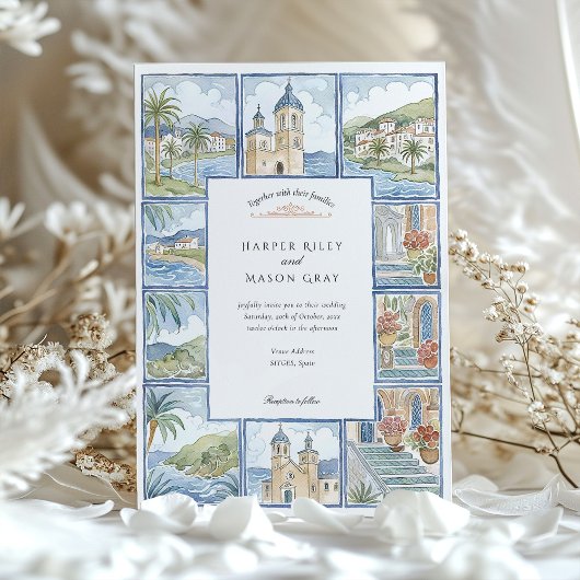 Künstlerische Stätten Spanien Wasserfarbenhochzeit Einladung