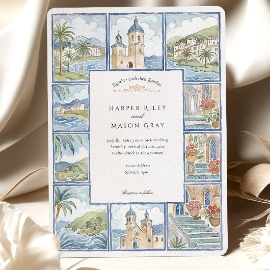 Künstlerische Stätten Spanien Wasserfarbenhochzeit Einladung