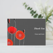 Künstlerische, stilisierte Mohn auf dunklem Hinter Dankeskarte (Stehend Vorderseite)