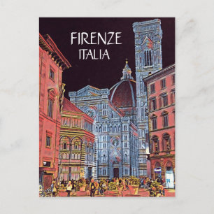 Künstlerische Straßenszene von Firenze Italia mit Postkarte