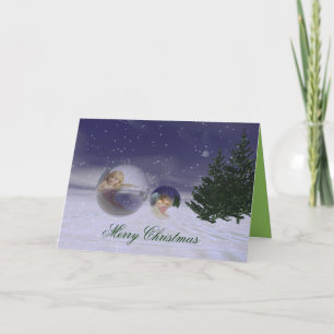 Künstlerische surrealistische Christbaumkugeln Wei Feiertagskarte