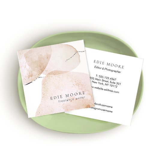 Künstlerische Tan Wasserfarbe Abstrakt gestrichene Quadratische Visitenkarte