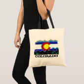 Künstlerische Tasche Colorado-Flaggendenverskyline (Vorderseite (Produkt))