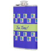 Künstlerische Tea Time Green/Blue Repetierdesign Flachmann (Links)