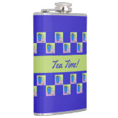 Künstlerische Tea Time Green/Blue Repetierdesign Flachmann (Rechts)